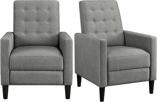 Miniatura 12 de Yaheetech - Sofá reclinable de cuero sintético, silla reclinable individual moderna de mediados de siglo, respaldo y reposapiés ajustables, sofá