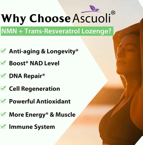 Miniatura 6 de Sublingual NMN 500 mg + Trans-Resveratrol 400 mg, fórmula avanzada 3 en 1 99% puro NMN Resveratrol Suplemento para Boost* NAD, células, inmune