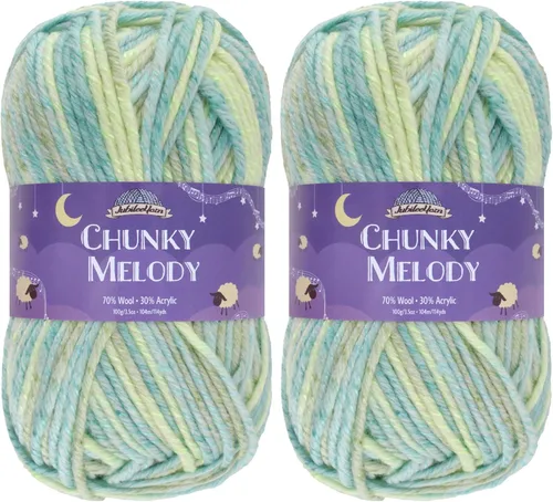Miniatura 30 de JubileeYarn Chunky Melody - Hilo para tejer 100g/madeja, mezcla de lana gruesa, color maíz naranja - 2 madejas 15 Maíz Naranja