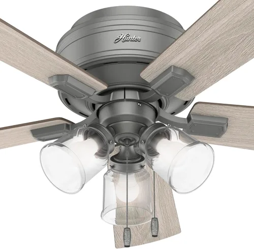 Miniatura 9 de Hunter Ventilador de techo interior de 52 pulgadas con luces LED y cadena de tracción, ventilador de techo de perfil bajo, 5 aspas, para dormitorio