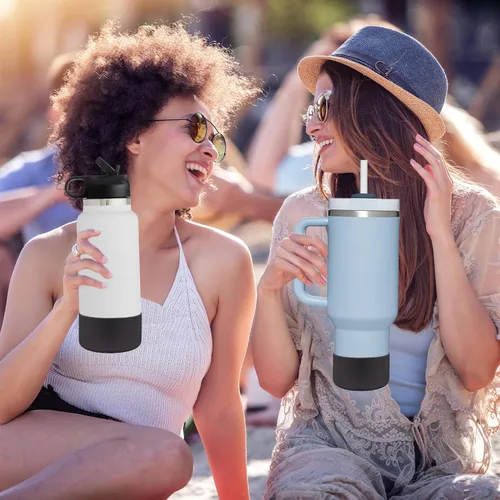 Miniatura 5 de HEYSKAY Bota protectora de silicona para botella de agua Hydro Flask, botella de agua de boca ancha, protector inferior de silicona antideslizante