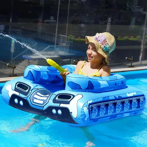 Flotadores de Piscina de Tanque Inflables para Niños – Jasonwell Flotadores de Piscina para Niños Pequeños Tanque de Piscina con Cañón de Agua