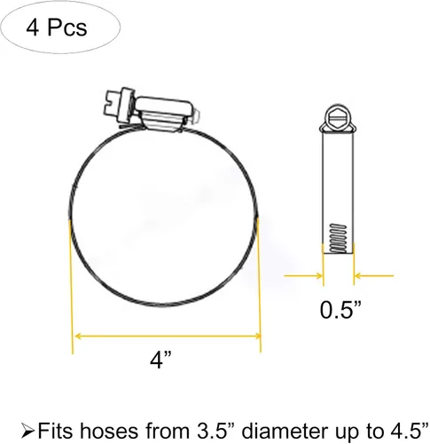 Miniatura 5 de Abrazaderas de conducto de acero inoxidable 304 ajustables de 4.5 pulgadas para abrazadera de manguera de 4 pulgadas, abrazadera de conducto