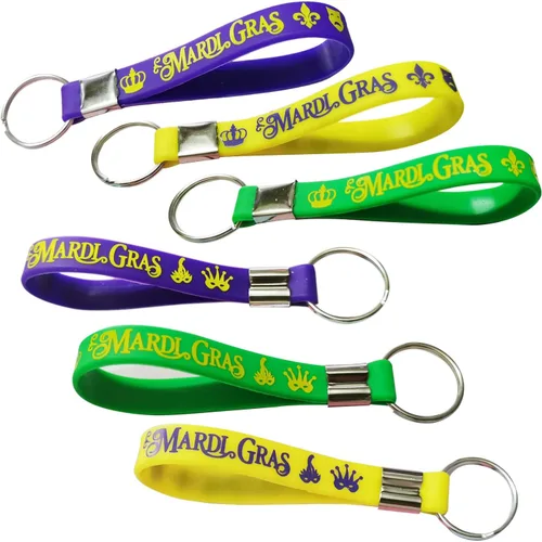CupaPlay 24 llaveros de goma para fiesta de Mardi Gras, Mardi Gras, carnaval, fiesta de cumpleaños, suministros para bolsas de regalo, regalos y