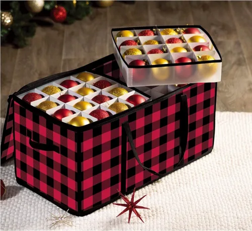 Miniatura 2 de ZOBER Caja de almacenamiento de plástico para adornos de Navidad, almacena 128 adornos de 3 pulgadas con bandejas individuales, caja de Cuadros