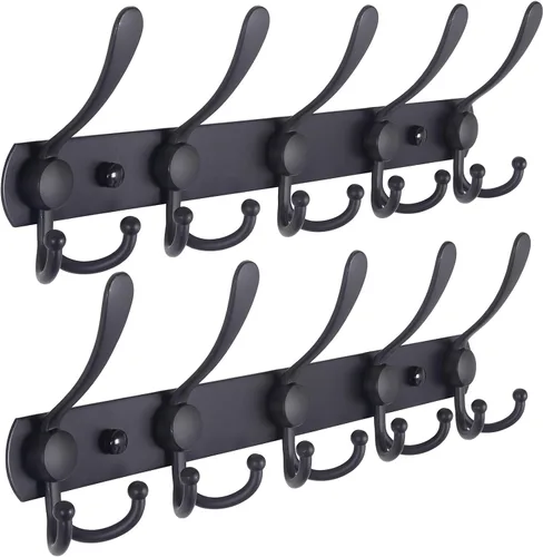 Miniatura 22 de Dseap - Perchero para pared, 5 ganchos triples, resistente, acero inoxidable, riel de gancho de metal para abrigos, sombreros, toallas, bolsos