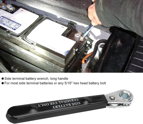 Miniatura 2 de Llave de batería de terminal lateral de 5/16 pulgadas, herramienta de trinquete de 6 puntos con mango aislado para reparación de automóviles, se