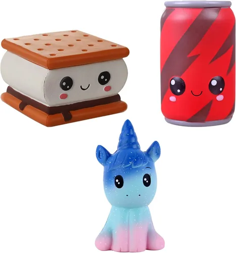 Anboor Juguetes de unicornio para niños y adultos, 3 piezas, juguetes de unicornio de levantamiento lento, comida suave, alivio del estrés, juguete