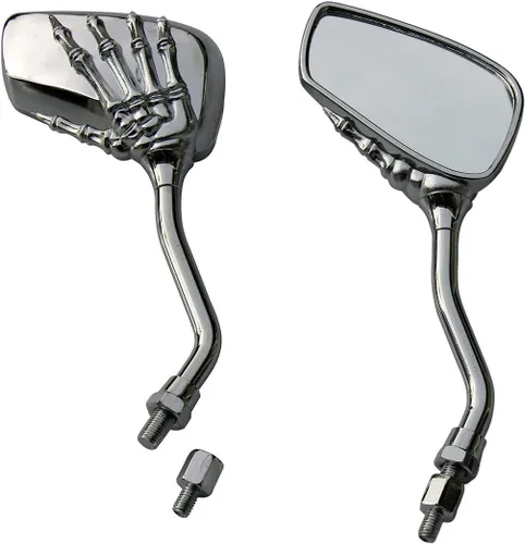 Miniatura 2 de Small 3D Silver Skull Hand Rear Motorcycle Mirrors Compatible for Yamaha MT-07