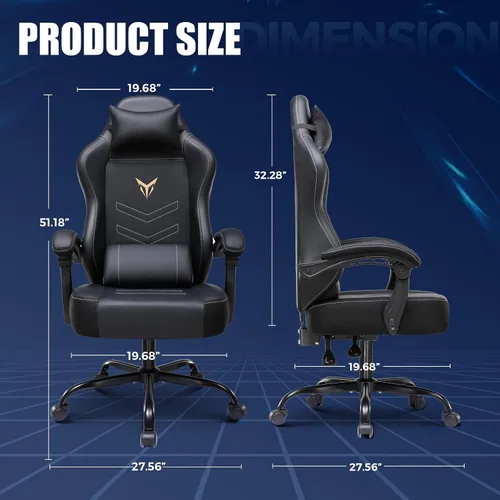 Miniatura 3 de GTPLAYER Silla para juegos, silla reclinable con reposacabezas y soporte lumbar, reposabrazos de conexión, silla ergonómica para juegos, respaldo