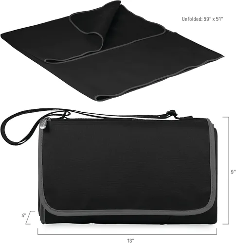Miniatura 6 de PICNIC TIME Manta de picnic al aire libre, manta plegable de 59 x 51 pulgadas para playa y campamento con forro polar suave, parte inferior Negro