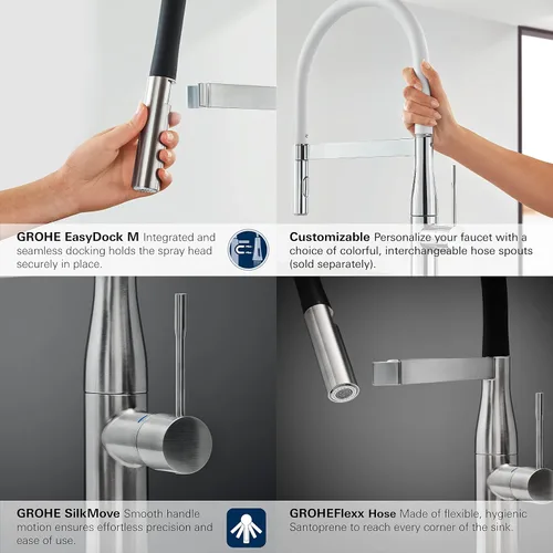 Miniatura 5 de Grohe 30295BE0 Essence - Grifo de cocina profesional de un solo mango, níquel pulido
