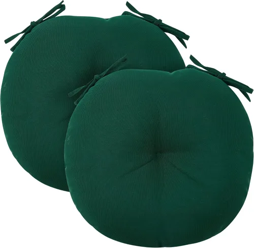 Miniatura 17 de FUNHOME Juego de 2 cojines para sillas bistró de 15"x15"x4", repelentes al agua, redondos, cojines para sillas de exterior con lazos, almohadillas
