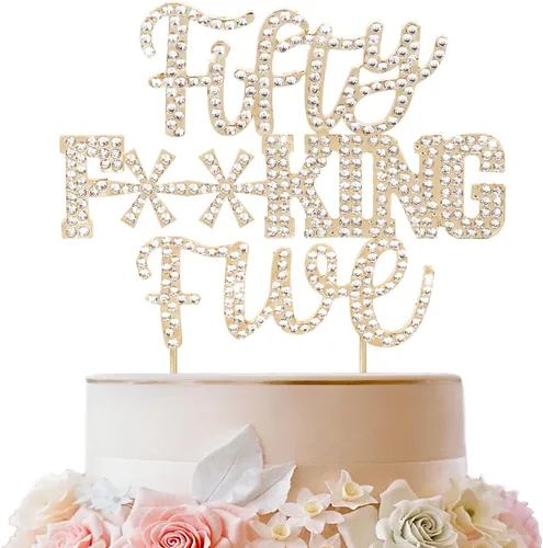 Miniatura 35 de LINGTEER Veintiún divertidos adornos dorados para tartas con diamantes de imitación – Saludos a los 21 años de edad, decoración de centros de mesa