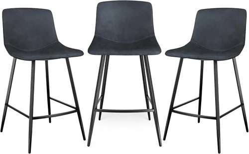 Miniatura 16 de 5Rcom Juego de 2 taburetes de bar de altura de mostrador de 600 libras, taburetes de cocina de 24 pulgadas con respaldo, sillas de bar modernas