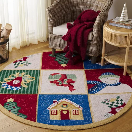 Miniatura 8 de SAFAVIEH Handmade Wool Accent Rug 2'x3' - Chelsea Collection - Seasonal Design, White & Multi, Ideal for Entryway, Bathroom, Bedside, Front Door