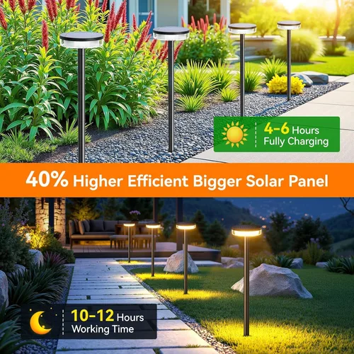 Miniatura 3 de LETMY Solar Pathway Lights Outdoor, 4 Pack 2X Brighter Solar Lights Outdoor Waterproof, Taller Pathway Light with Larger Panel, Auto On/Off Up to