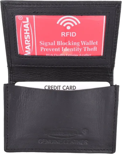 Miniatura 10 de Marshal Tarjetero de cuero RFID extensible para hombres y mujeres Marrón Croco