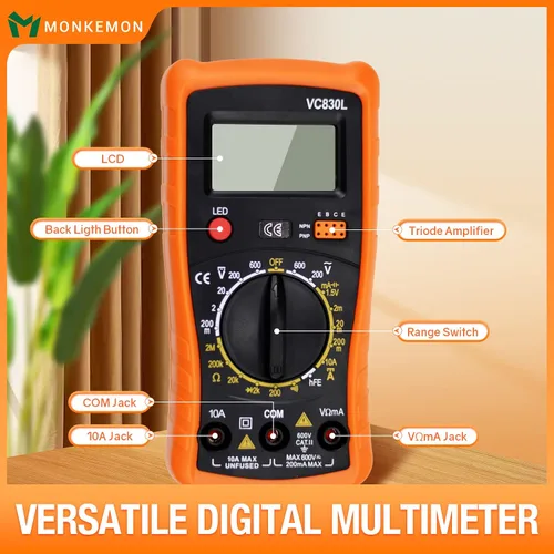 Miniatura 3 de Multímetro digital de 2000 cuentas con voltímetro de CA CC y probador de amplificador de voltaje de ohmios; mide voltaje, corriente, resistencia