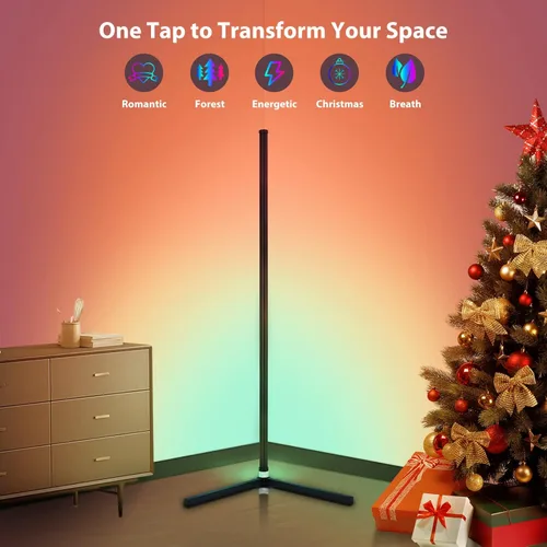 Miniatura 6 de WISIMMALL Lámpara de Pie de Esquina RGB, Aplicación Bluetooth y Control Remoto, Sincronización de Música, Lámpara de Pie LED Moderna para Sala de 1