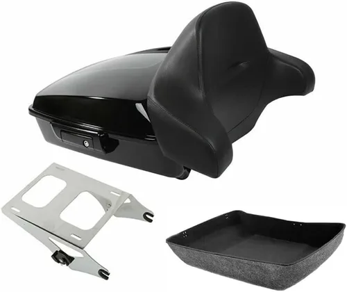Miniatura 19 de TCMT Caja de maletero de motocicleta cortada de 10.7", respaldo envolvente, soporte de montaje para 2 personas, compatible con Harley 2014-2025 Con