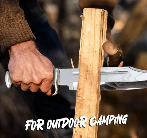 Miniatura 3 de D2 - Cuchillo grande de cocodrilo Dundee Bowie de 17 pulgadas con funda de cuero, cuchillo de hoja fija de supervivencia grande con mango de cuero