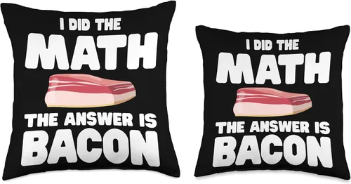 Miniatura 3 de Bacon Themed Clothes For Meat & Bacon Lovers Lover I Did The Math The Answer is Bacon - Almohada de 16 x 16 pulgadas, multicolor