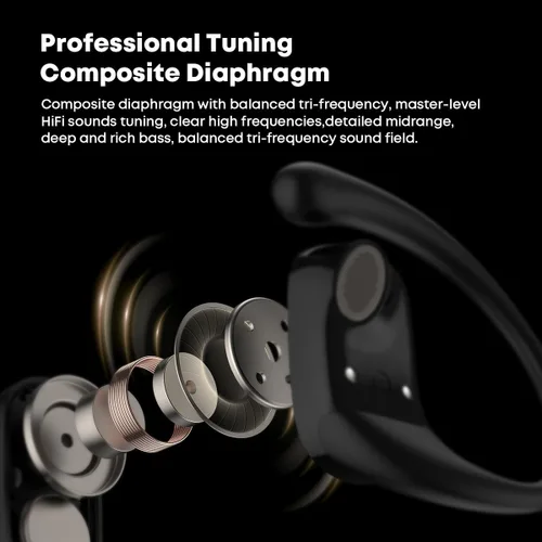 Miniatura 8 de Auriculares Bluetooth de conducción de aire, IPX5 impermeables de conducción de aire, audífonos sobre la oreja con micrófono, auriculares sobre
