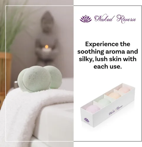 Miniatura 7 de Set de regalo de bombas de baño para mujeres: aceites esenciales orgánicos hechos en Estados Unidos, sal de Epsom y manteca de karité: 4 bombas