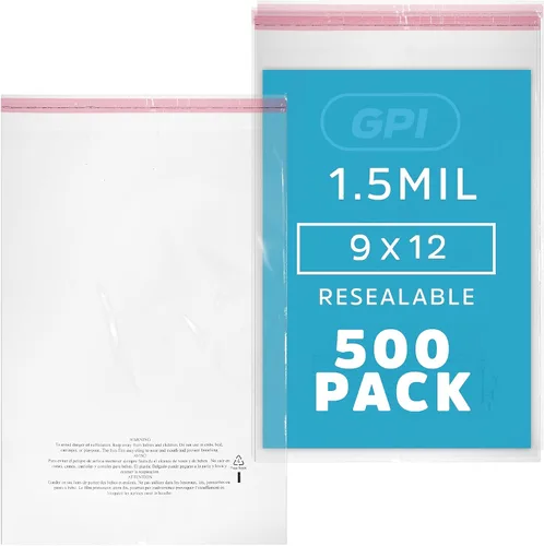 Miniatura 9 de GPI - Paquete de 100 bolsas de polietileno transparentes de 7 x 11 pulgadas, 1.5 mil. - Bolsas de polietileno resellables con tira adhesiva