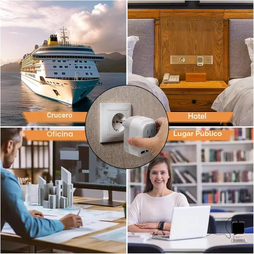 Miniatura 7 de Convertidor de voltaje de Estados Unidos a Europa con 2 puertos USB A y 2 puertos USB C de carga rápida, convertidor de corriente de 220 V a 110 V