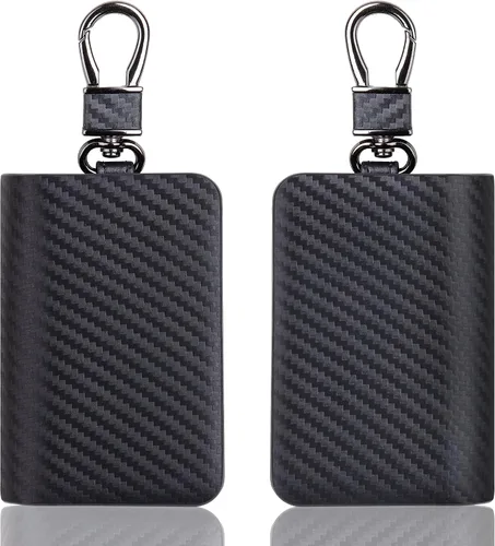 Miniatura 2 de VISOUL Funda para Llave de Coche con Doble Cremallera, Funda de Llavero Inteligente de Cuero para Coche con Llavero para Hombres y Mujeres