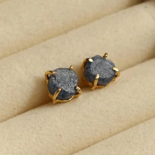 Miniatura 43 de Gempires Natural Raw Prong Setting Stud Earrings, 8-10 mm Crystals Earring, Handmade Jewelry, Gift for Her