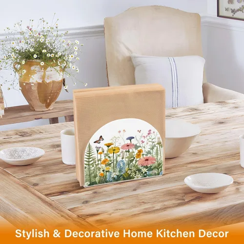Miniatura 5 de Napkin Holder Vivid Flowers and Butterfly Napkin Holders for Tables, Clear Acrylic Napkin Holders Cocktail Napkin Holder for Kitchen Restaurant Bar