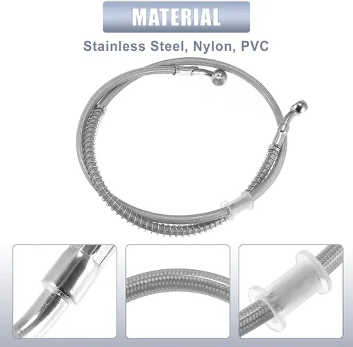 Miniatura 5 de Motoforti 39.37 pulgadas de longitud 0.394 in ID motocicleta línea de freno hidráulico tubo de manguera de aceite de acero inoxidable trenzado cable