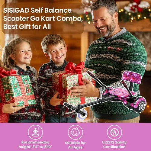 Miniatura 6 de SISIGAD - Accesorio de asiento para patinete, patinete autoequilibrante de 6.5 pulgadas, go kart con Bluetooth y luces LED, para niños, niñas, 6.5