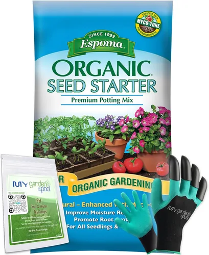 Espoma - Tierra orgánica para macetas de 16 cuartos de galón, mezcla de semillas naturales y orgánicas con tiras de prueba de suelo My Garden Pool