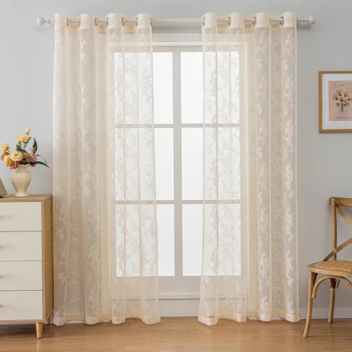 Miniatura 10 de Anytime Paneles de Cortinas Transparentes Arcoíris para Sala de Estar Elegantes Juegos de Tratamiento de Ventanas Translúcidas Filtrantes de Luz