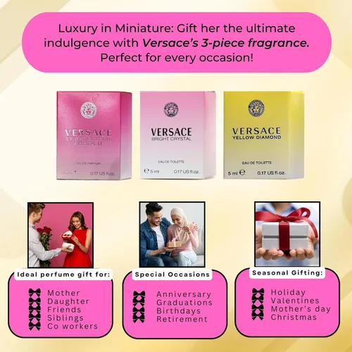 Miniatura 5 de Versace Colección de Fragancias en Miniatura de 3 Piezas - Bright Crystal Absolu, Bright Crystal, Yellow Diamond - Set de Regalo para Mujeres 0.17