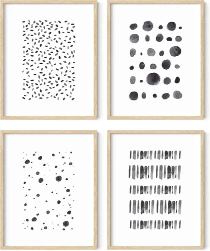 Miniatura 31 de HAUS AND HUES Arte abstracto para pared en blanco y negro, juego de 4 pósteres minimalistas en blanco y negro para paredes, pósteres estéticos Juego