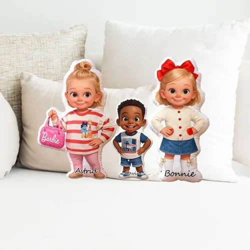 Miniatura 4 de Pofily Almohada de dibujos animados personalizada, almohada de dibujos animados personalizada para parejas, familias y niños, bonita y divertida B03