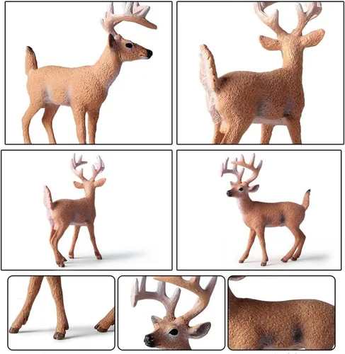 Miniatura 4 de Paquete de 6 figuras de ciervos de animales del bosque, figuras de animales del bosque, suministros de fiesta, Navidad, Buck Doe Fawn para baby