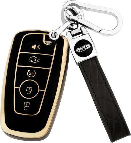Miniatura 20 de XIYANG TRADE Funda para llavero Ford con llavero, funda para llavero para Ford Explorer Fusion Escape Edge Expedition F150 F250 F350 F450 F550 Azul