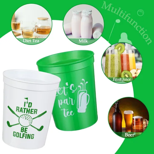 Miniatura 3 de Norme 24 vasos de plástico reutilizables para fiestas de golf, diseño de carrito de pelota de golf de 16 onzas, regalos de suministros, decoraciones