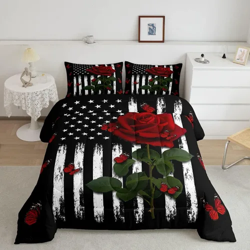 Miniatura 10 de Erosebridal Juego de edredón de murciélago tamaño Queen para niños y niñas, juego de ropa de cama con degradado de arco iris, juego de edredón Multi