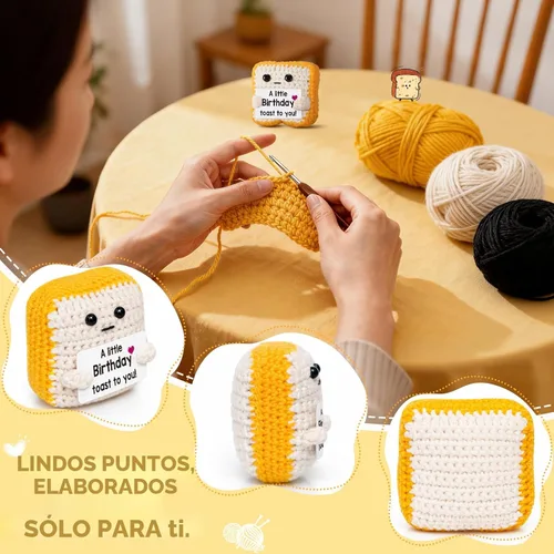 Miniatura 6 de Divertida tostada de croché para cumpleaños, regalo para mujeres, hombres, mamá, papá, niñas o niños; tostada de croché única como alternativa a