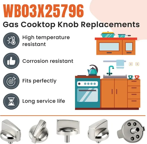 Miniatura 3 de AMI PARTS WB03X25796 Pomo de cocina de gas para perfiles G-E/reemplazo de perillas de estufa de gas, reemplaza WB03T10326 AP5986232 PS11721433