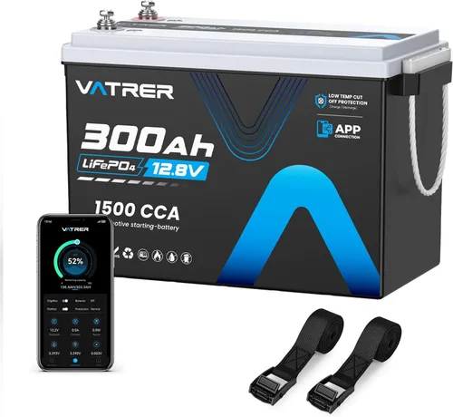 Miniatura 12 de Batería de litio LiFePO4 autocalentable de 12.8 V 300 Ah con monitoreo de aplicación, BMS integrado de 200 A, batería de energía recargable de 3840