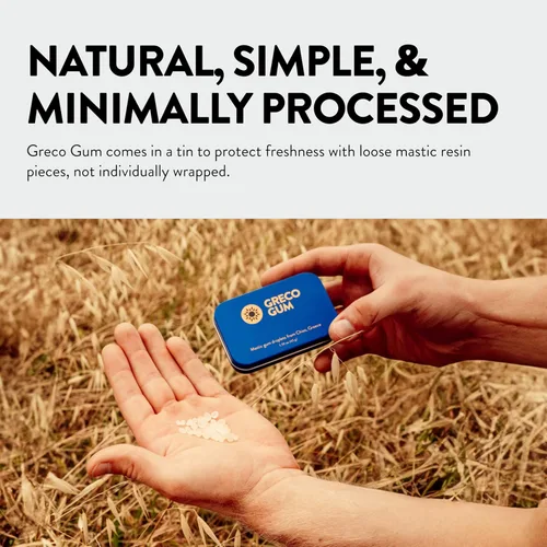 Miniatura 5 de Greco Gum - Gotas de goma de mástique – Piezas pequeñas de chicle duro para entrenamiento de la mandíbula, apoyo digestivo, alivio de la hinchazón