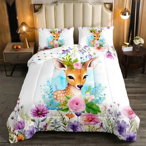Miniatura 30 de Erosebridal Lindo juego de edredón con diseño de gatos, ropa de cama con temática de animales, edredón y juegos de ropa de cama de flores coloridas